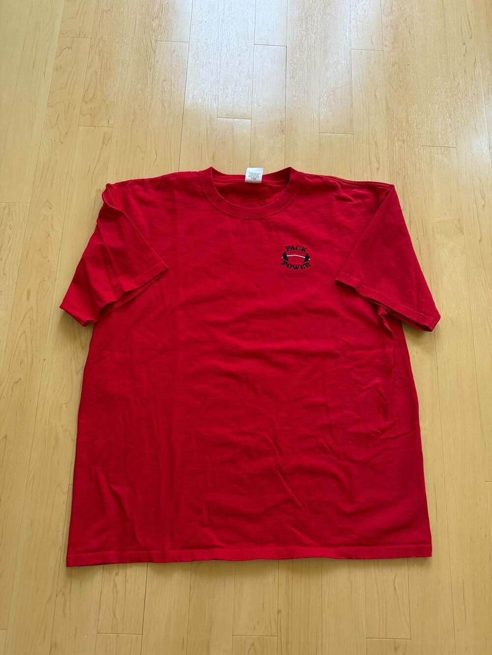 90s Soffe Pack Power Red Embroidered Weightlifting T-Shirt